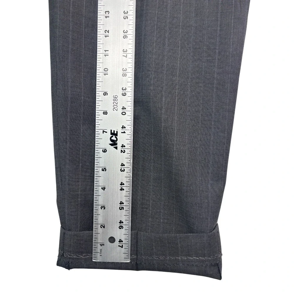 vtg 90s Briar 40S 32x27 Gray Pinstripe 2pc Pants Suit USA Wool Pleated Cuffed